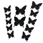 Set of 12 pieces butterflies with adhesive, house or event decorations, black color, A37